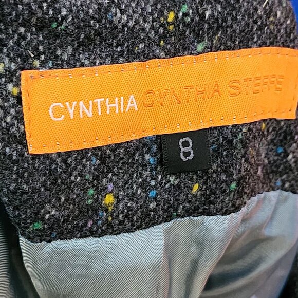 Cynthia Steffe Gray Tweed 100% Wool Double Breasted Peplum Peacoat - Picture 7 of 9